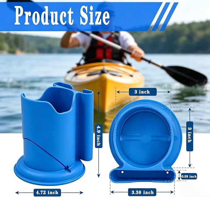 Paddle Board Cup Holder, 2-in-1 Kayak Cup Holder, Thickened Base Increased Stability, Paddle Board Accessories for SUPs, Canoes, Surfboards, Boats