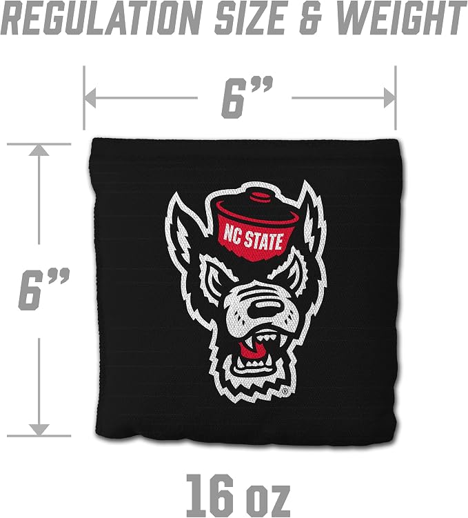 YouTheFan Officially-Licensed NCAA Set of 8 Cornhole Bags - All Weather Dual Sided Slide & Stop - Regulation Size with Carry case
