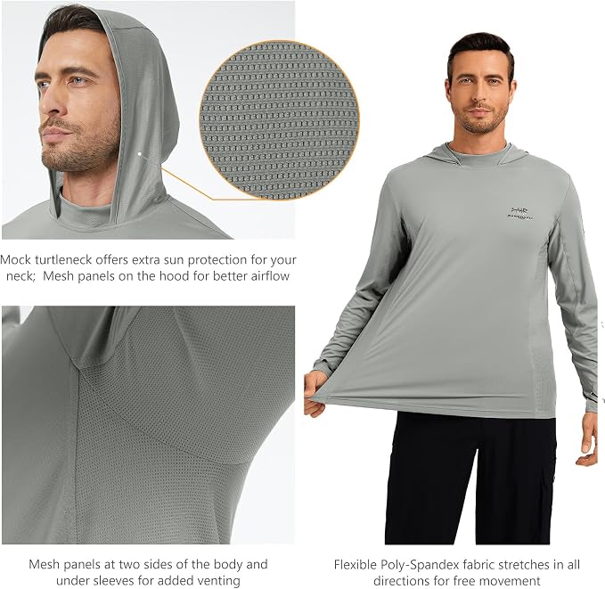 BASSDASH Men’s UPF 50+ Graphic Fishing Hoodie Shirts UV Sun Protection Long Sleeve Moisture Wicking Performance FS48M