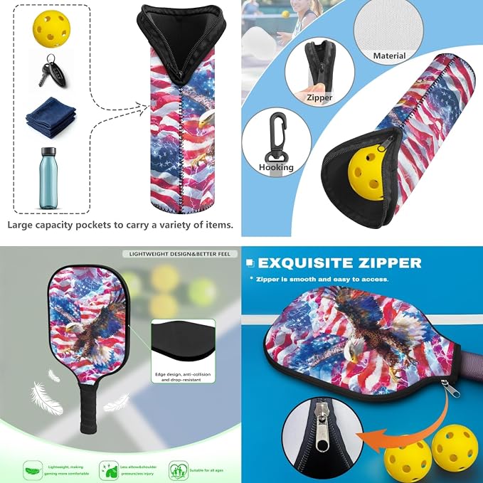 Pickleball Paddles Set 3PCS Pickleball Paddle Case Pickleball Racket Pickleball Bag Ideal for Beginners Gifts