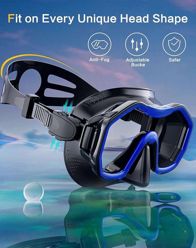 Snorkeling Gear for Adults Kids, Dry-Top Snorkel Set, 180°Panoramic Wide View Diving Mask Breathing Freely Snorkel Mask for Snorkeling Scuba Diving Swimming Travel