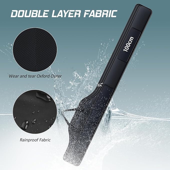 Fishing Rod Case with Fishing Tackle Box Portable Folding Rod Case Pole Reel Storage Bag Gears Organizer (100CM)