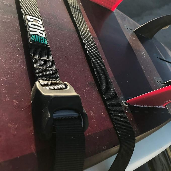 COR Surf Aero Roof Rack Pad and Premium No-Scratch Silicone Buckle Tie Down Straps for Surf, SUP, Kayak and Canoe (19" Wide)