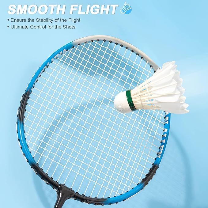 Goose Feather Badminton Shuttlecocks Birdies, 12 Pack Hight Speed Training Badminton Balls with Great Stability for Indoor Outdoor
