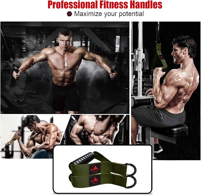 Heavy Duty Gym Workout Handles Attachment for Cable Machine,Resistance Band,Pulley System Home Exercise Equipment, Comfortable and Stronger Grip