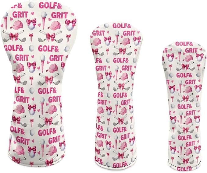Rnyleeg Golf Club Head Covers for Women Driver Head Cover Leather Fairway Wood Headcover Hybrid Headcovers for Golf Clubs