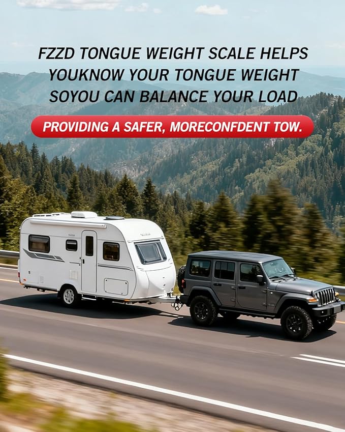 FZZD Trailer Tongue Weight Scale, 2000 lbs Max Weight Capacity, for RV, Boat, Travel Trailers, Black