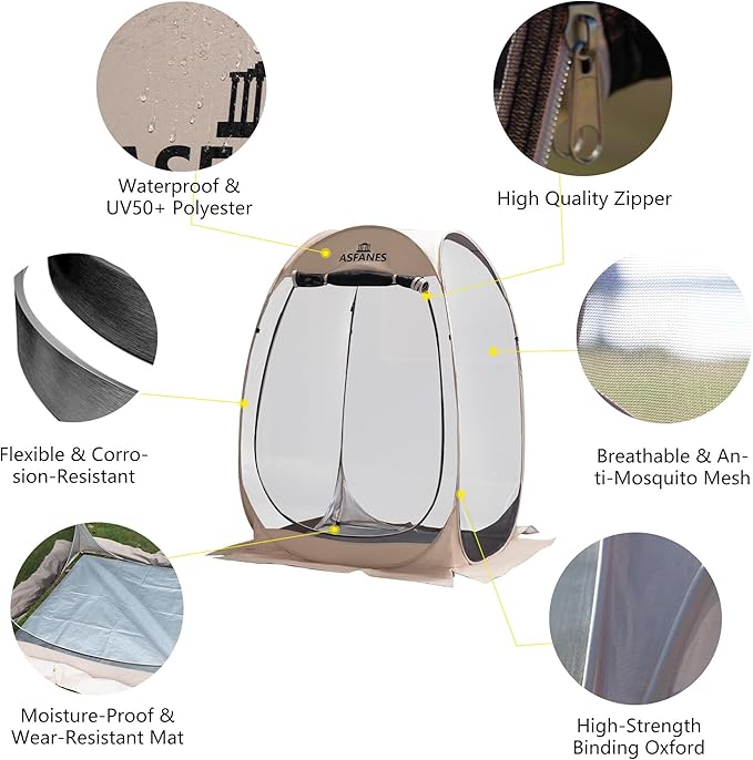 ASFANES Portable Pop Up Mosquito Screen Tent, Instant Screen Canopy with Removable Camping Mat for Patio, Automatic Outdoor Camping Tent, Square