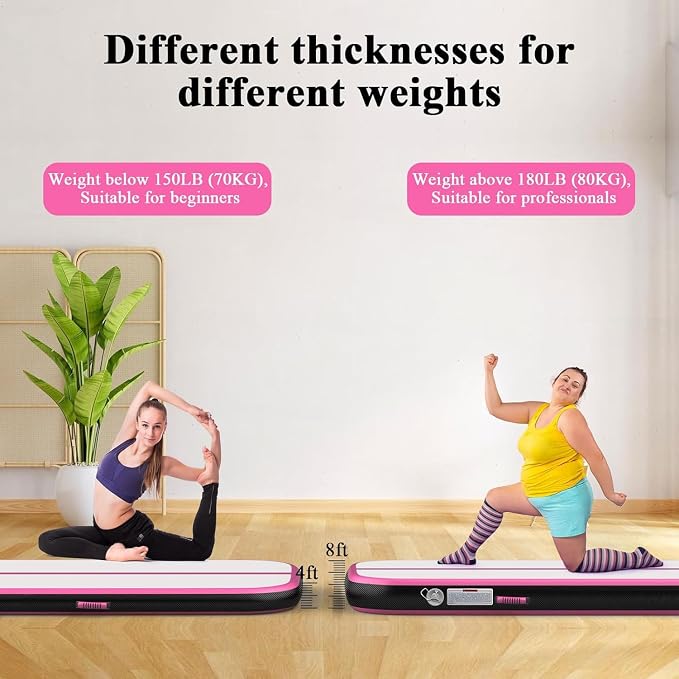 Estgora Gymnastics Mat for Tumbling Tumble Track, Thick Inflatable Gymnastic Training Equipment For kids At Home Gym Cheerleading with Electric Pump