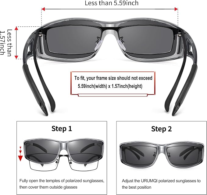 URUMQI Polarized Sunglasses Fit Over Glasses for Men Women, Wraparound Sun Glasses UV400 Protection for Driving Fishing