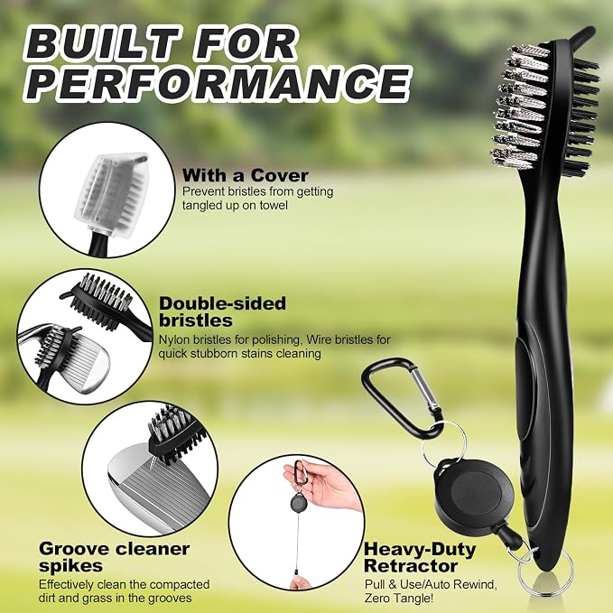 15 Pcs Golf Accessories Kit, Includes Cleaner Brush Towel Tees Golf Ball Bag with Hook Divot Tool with Ball Marker, Golf Essentials Kit for Women Man Gifts