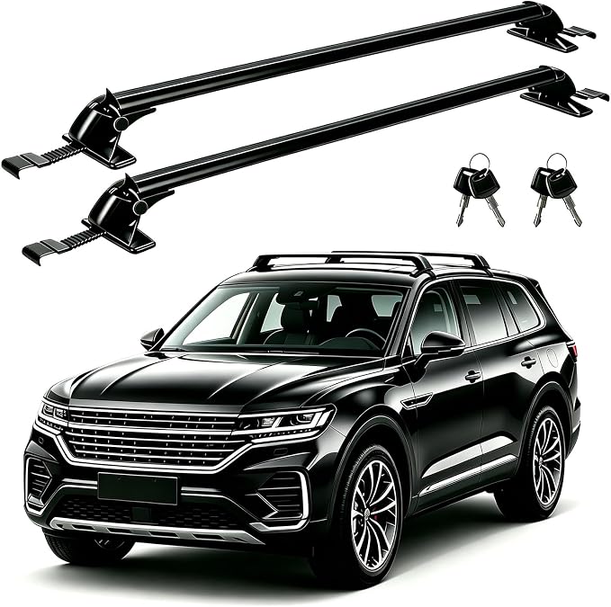 Universal Roof Rack Crossbars, 43" Aluminum Crossbars with Anti-Theft Lock Adjustable Window Frame for Car Without Side Rails for Bike Kayak Cargo Luggage, 165LBS Capacity Black