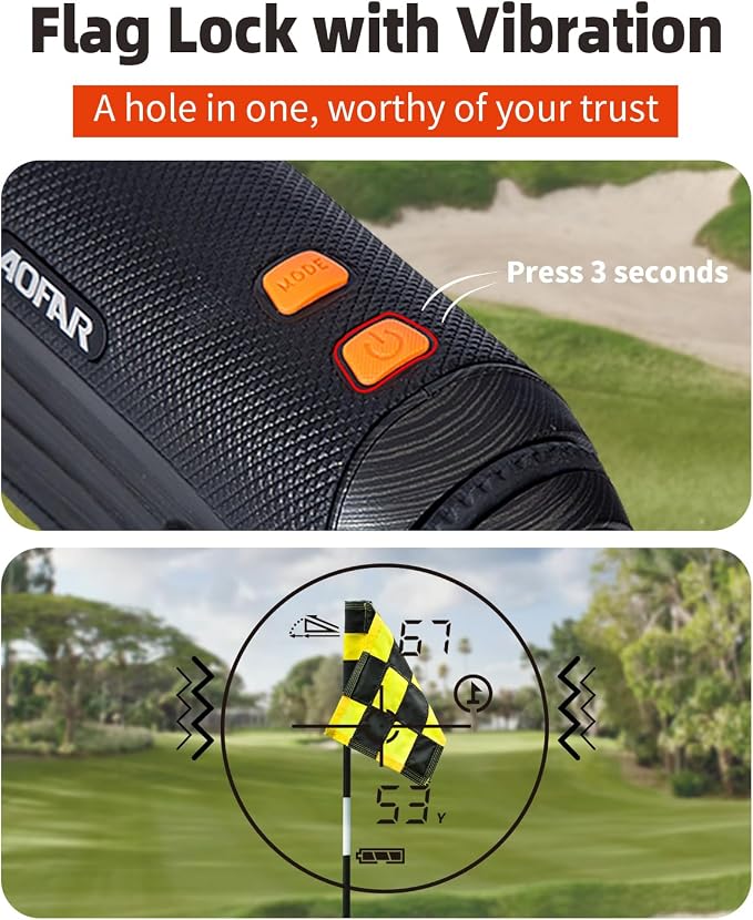 AOFAR GX-2S Rangefinder for Golf & Hunting with Slope and Angle Switch, Flag-Lock with Vibration, Horizontal Distance, 600/1000 Yards Distance Measuring Range, 6X Waterproof, Free Battery
