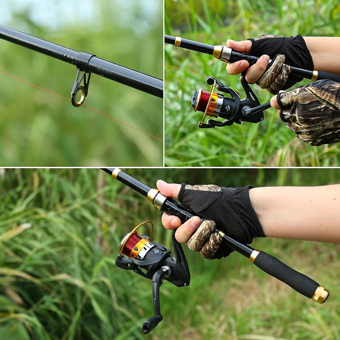Yoilrey Fishing Rod and Reel Combo – 5.9ft Telescopic Fishing Pole Starter Kit with Spinning Reel, Fishing Line, Lure Box & Tackle Bag for Travel