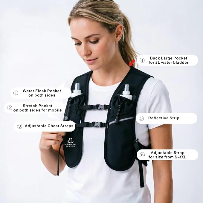 Alpheratz Running Vest for Runners, Hydration Compatible, Multiple Pockets, Adjustable - Long Distance & Marathon Running Vest