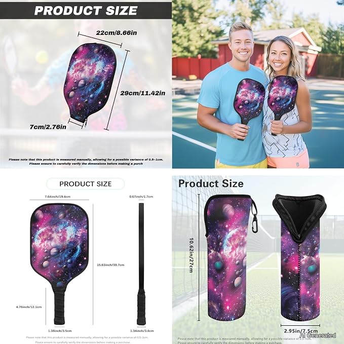 Pickleball Paddles Set 3PCS Pickleball Paddle Case Pickleball Racket Pickleball Bag Ideal for Beginners Gifts