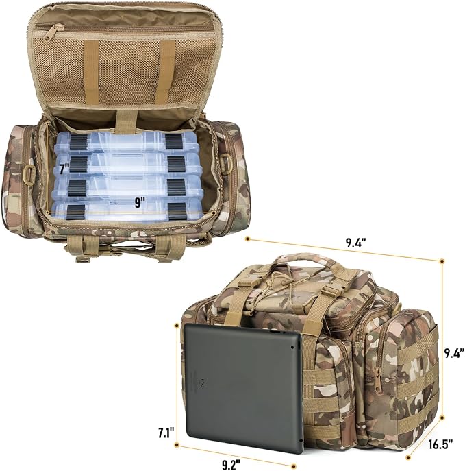 Dr.Fish Fishing Tackle Bag 5 Boxes with 60 Lures Included Loaded Stocked Tackle Box Set Spinner Lures Kit Freshwater Gear Equipment