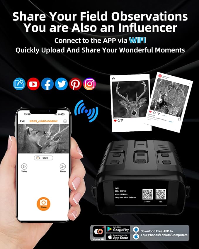 4K Day/Night Vision Goggles | Smart App Night Vision Binoculars - Up to 2642 FT Viewing Range, 3" HD LCD Screen, 4000mAh Rechargeable Battery, Includes 32GB Card, Video & Audio Recording for Camping