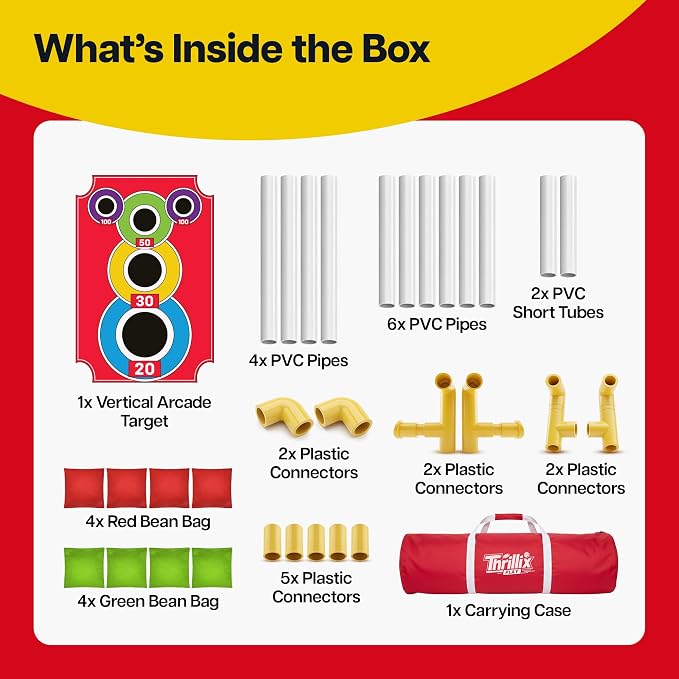 Cornhole Board with 21+ Games, 8 Bean Bags - Arcade Style Corn Hole Games for Adults and Kids, Portable Outdoor Yard Games for Kids & Family, Beach, Camping and Parties, 24x36