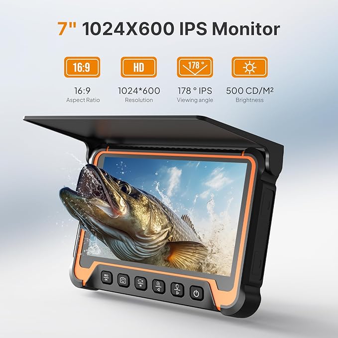 Eyoyo Underwater Fishing Camera, 5000mAh Battery, Infrared Night Vision, IP68 Waterproof Portable Fish Camera for Ice, Lake, Boat & Kayak Fishing