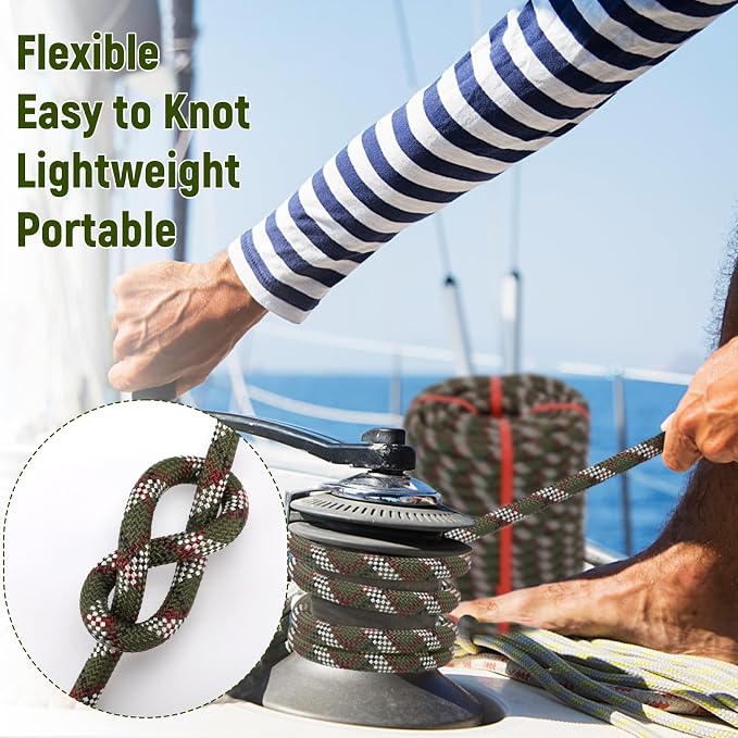 1/2 in x 150Ft Static Polyester Arborist Rope, ASTM F2116 Certified 9000Lbs MBS 48 Strands Bull Rope for Climbing Tree Swing Pulling Sailing