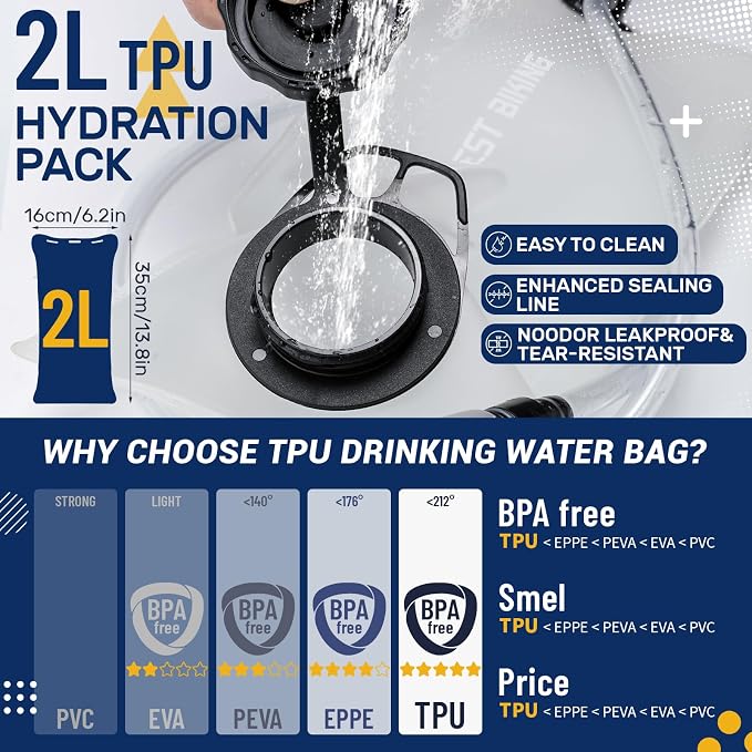 Lightweight Hydration Backpack with 2L Water Bladder Running Hydration Vest Backpack Specialized Hydration Pack for Cycling, Hiking, and Mountaineering