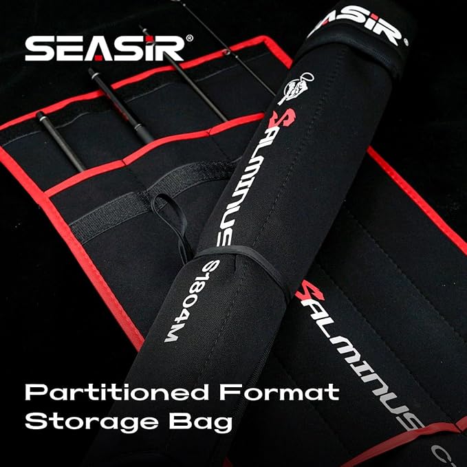 SEASIR Salminus Travel Fishing Rod, 4 Piece M/MH Biatcaster Rod | , XF Baitcasting Rod, Portable, 40T Carbon Fiber, Fuji O, EVA Grip, Saltwater Freshwater Bass Trout Big Fish