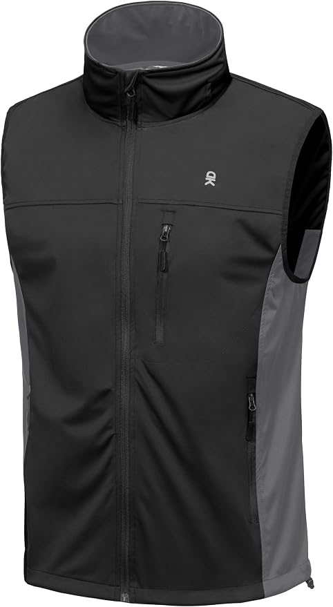 Little Donkey Andy Men's Lightweight Softshell Vest, Windproof Sleeveless Jacket for Running, Hiking, Cycling, Golf