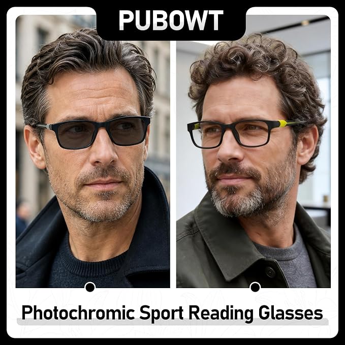 Sport Photochromic Reading Glasses Blue Light Computer Reader Designer Wide Cheater Large Head Tinted Eyeglass PT2040