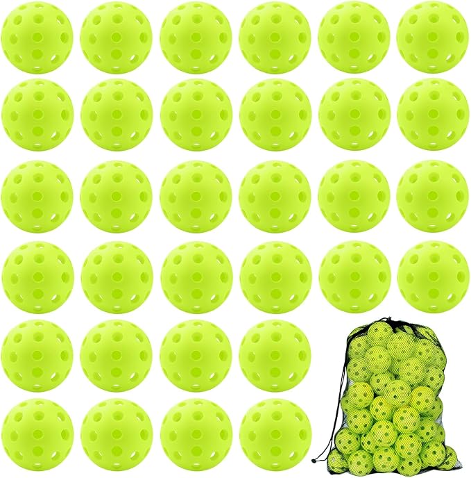 SAYAYA 24/50 Pack Outdoor Pickleball Balls Premium High Visibility Pickleballs Stable Flight & Consistent Bounce 40 Holes Pickle Balls with Mesh Bag for Beginners, Tournaments, Family & Outdoor Play