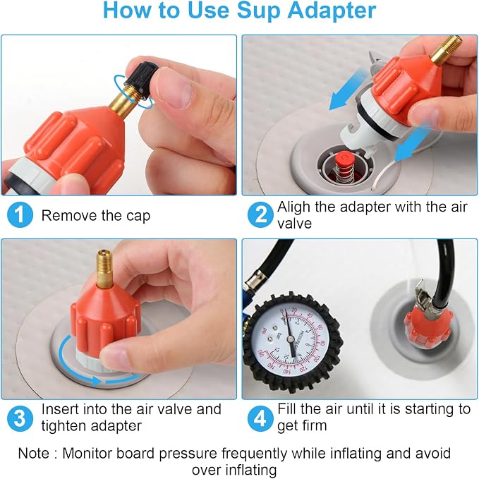 RNSXYAT 3 Pcs Paddle Board Pump Adapter, Premium Inflatable Boat SUP Pump Adaptor, Conventional Air Adapter Quickly Inflation, SUP Air Adapters for Stand-Up Paddleboard and Kayak