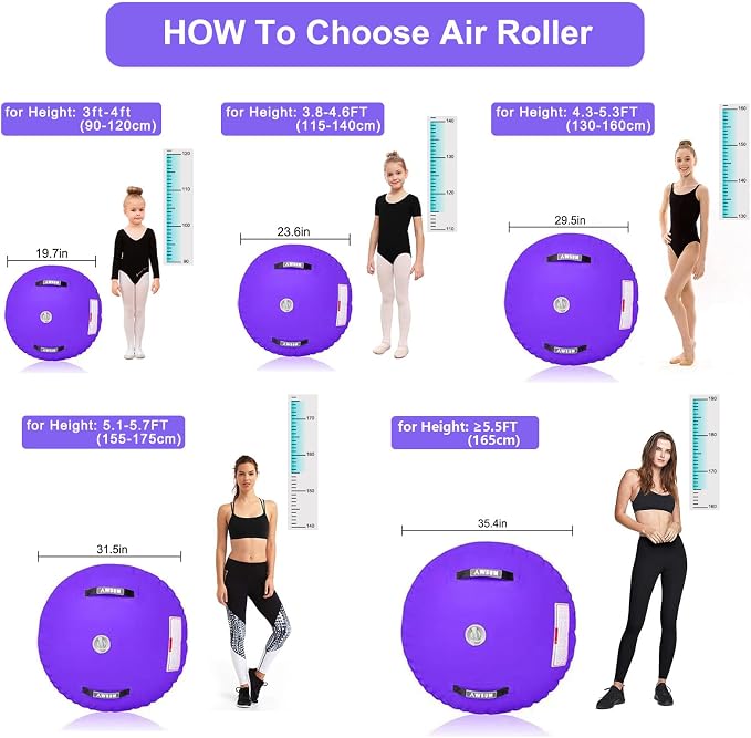 AWSUM Gymnastics Barrel Tumbling Equipment Air Roller Training Inflatable Back Handspring Trainer for Octagon Tumble Mat Gym Cheerleading Home Use 1 PCS，No Electric Pump