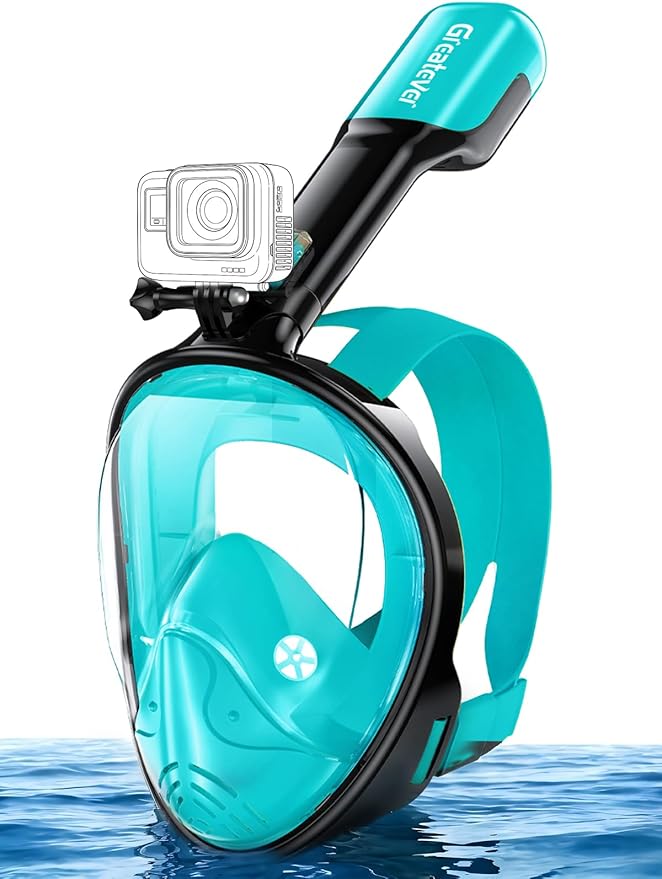 Greatever Full Face Snorkel Mask, Snorkeling Gear for Adults with Latest Dry Top Breathing System and Detachable Camera Mount, Foldable Snorkel Mask Adult, Snorkels Anti-Fog & Anti-Leak
