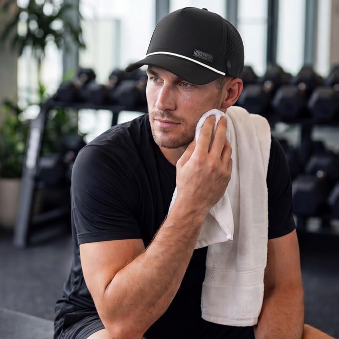 TOP-EX Performance Baseball Hat for Men Water Resistant Golf Cap Running Cooling Snapback Laser Perforated