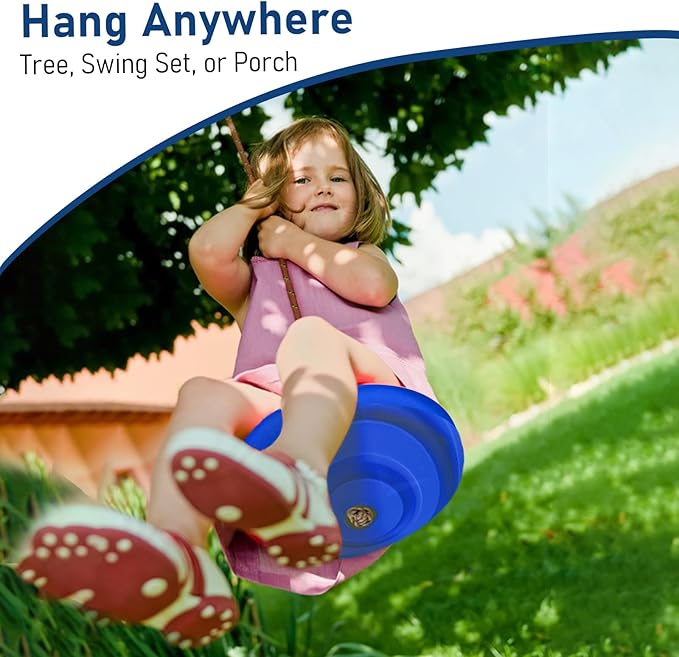 IFOYO Tree Rope Swing Disc, Rope Swings Round Kids Swing Seat Strong Disc Swings for Outdoor Backyard Playground Holds 220lbs/100kg for 3-10 Years Kids Children, Blue