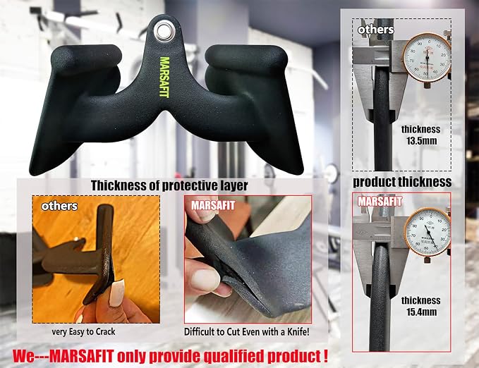 MARSAFIT Home Gym Fitness Rowing T-bar V-bar Pulley Cable Machine Attachment, Bicep Curl Tricep LAT pulldown Bar Back Strength Training Handle Grips LAT Pull Down Bar for Seat Row Workout