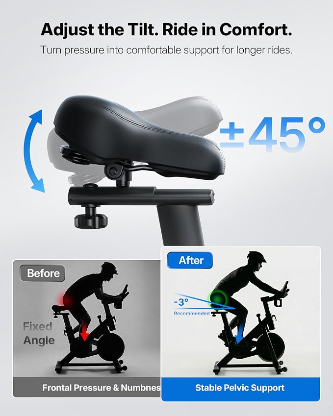 Merach Exercise Bike, Magnetic Friction Stationary Bike with Brake Pad and Exclusive App, Low Noise Indoor Cycling Bike with 300lbs Weight Capacity, Tablet Mount and Fitness Courses for Weight Loss