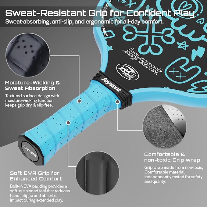 Pickleball Paddles Set, USAPA Approved Carbon Fiber Pickleball Set of 2 with Beginner Pickleball Rackets, Indoor Outdoor Pickle Balls for Adults Men Women, JT-1