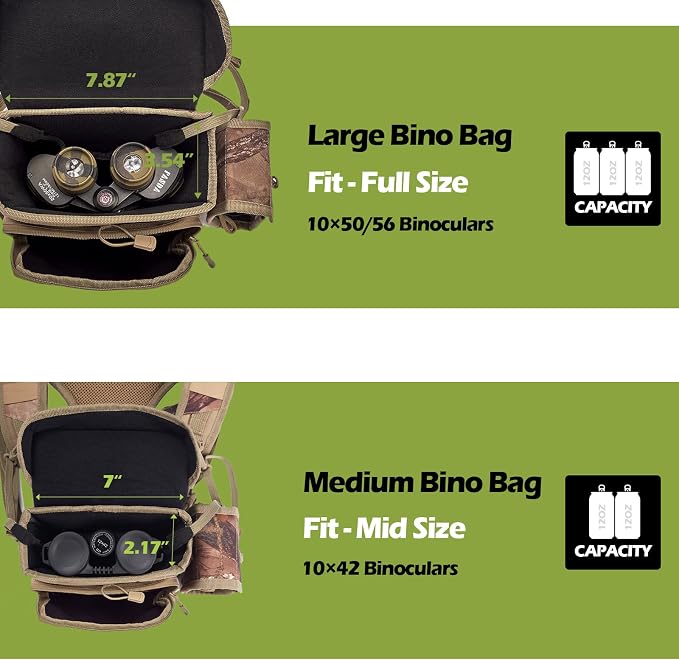 Binocular Harness Chest Pack with Rangefinder Pouch, Bino Harness with Rain Cover for Hunting