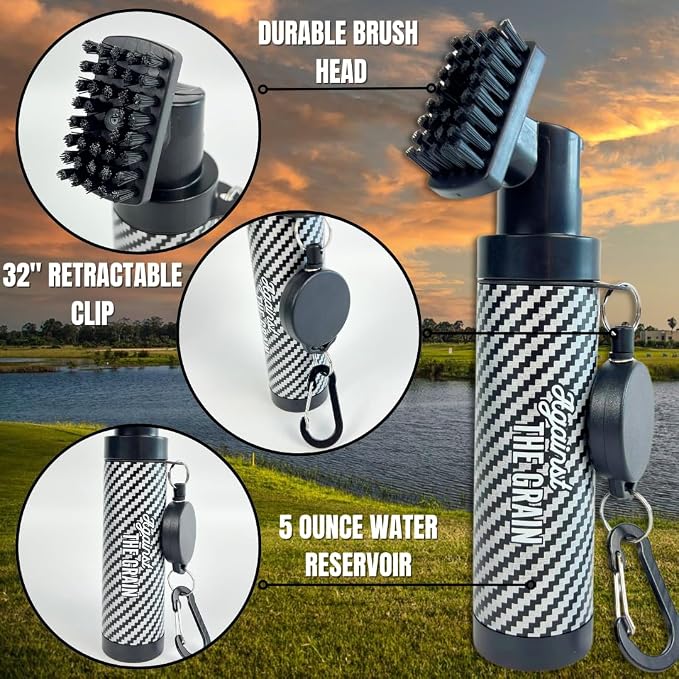 Golf Bag Accessories for Men – Golf Club Water Brush, 50 Golf Tees, Divot Tool & 12x20 Inch Towel - Golf Gifts for Men, Mens Golfing Gifts, Golf Essentials for Men, Golf Accessories Kit