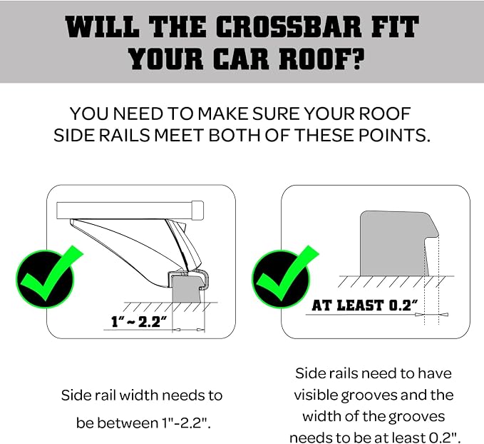 Aero Aluminum Universal Roof Rack Cross Bars, Existing Raised Side Rail with Gap -200 lbs Load Capacity (New 52 inches)