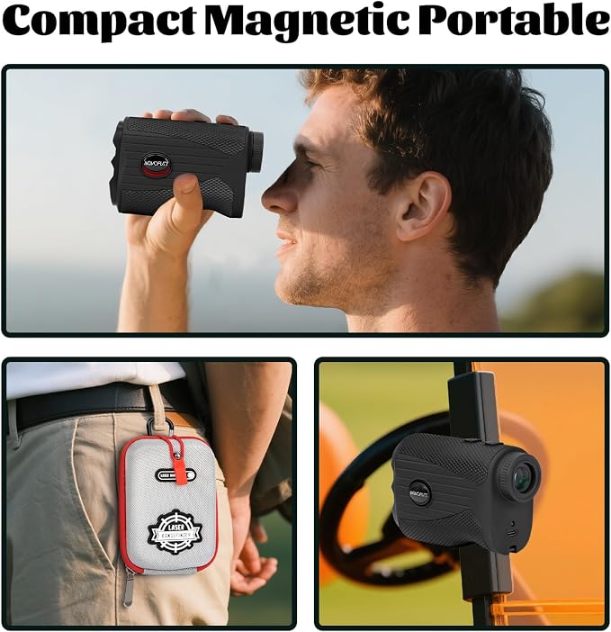 Golf Rangefinder with Slope - 1200 Yards Range Finder for Golfing/Hunting, 7X Magnification, Flag Pole Locking Vibration, Rechargeable Range Finders with Magnet Stripe, Best Golf Accessories Gift