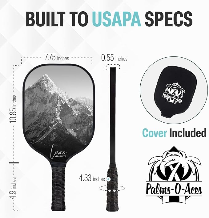 Palms-O-Aces Carbon Fiber Pickleball Paddle – USAPA Approved 16mm T700 Graphite Paddle with Textured Spin Surface | Lightweight Carbon Fiber Pickleball Paddles & Racket | Includes Paddle Cover
