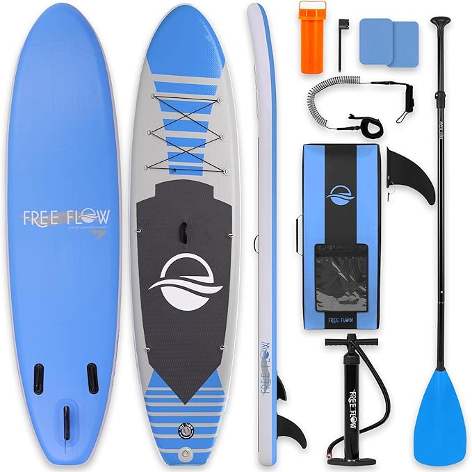 SereneLife 10’6" Inflatable Stand Up Paddle Board with Premium SUP Accessories - Wide Stable Design with Non-Slip EVA Deck Pad, for Youth and Adults, 350 lbs. Capacity