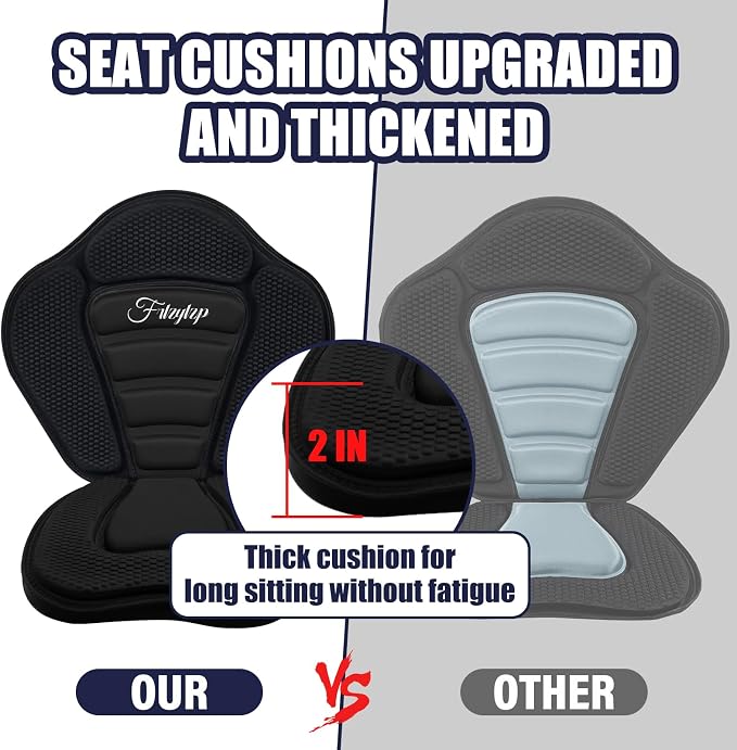 Thickened Kayak Seats - Premium Shockproof Seats with Back Support for Kayaking, Canoeing, Fishing, Paddle Boarding - Comfort, Versatility and Extra Storage