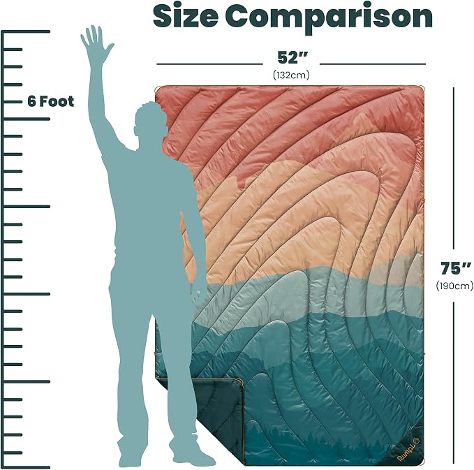 Rumpl Original Puffy 1-Person Blanket for Camping and Outdoors, Rocky Mountain Sunset Fade
