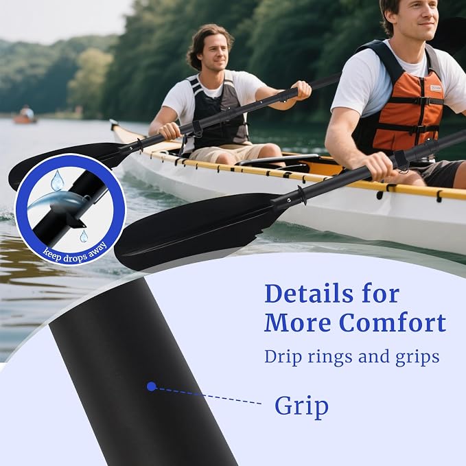 Kayak Oar for Boating,Adjustable Kayak Paddle Alloy Shaft Kayaking Boating Canoeing Oar with Paddle Leash for Adults Men Women Outdoor Fishing Lake River Travel