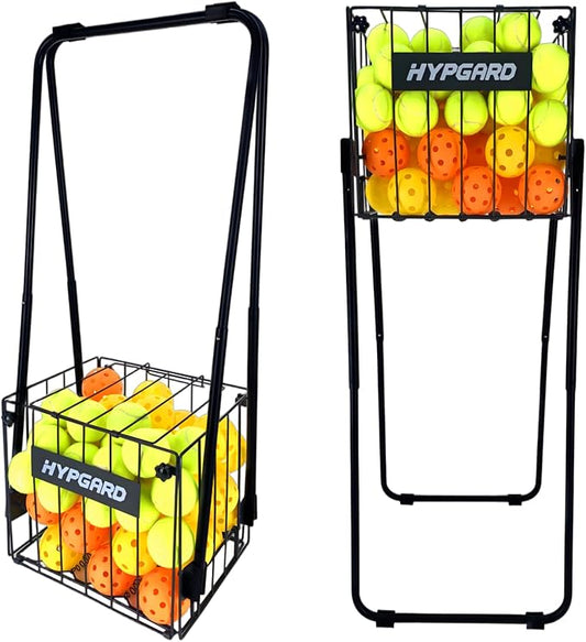 Pickleball & Tennis Ball Hopper, Sports Balls Teaching Cart, Portable Lightweight Softball Caddy, Large Capacity Baseball Basket Carrier for Training