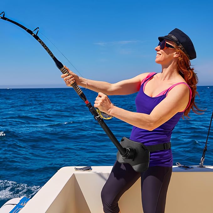 PELLOR 360°Adjustable Padded Fishing Fighting Belt Offshore Tackle Boat Fishing Rod Holder