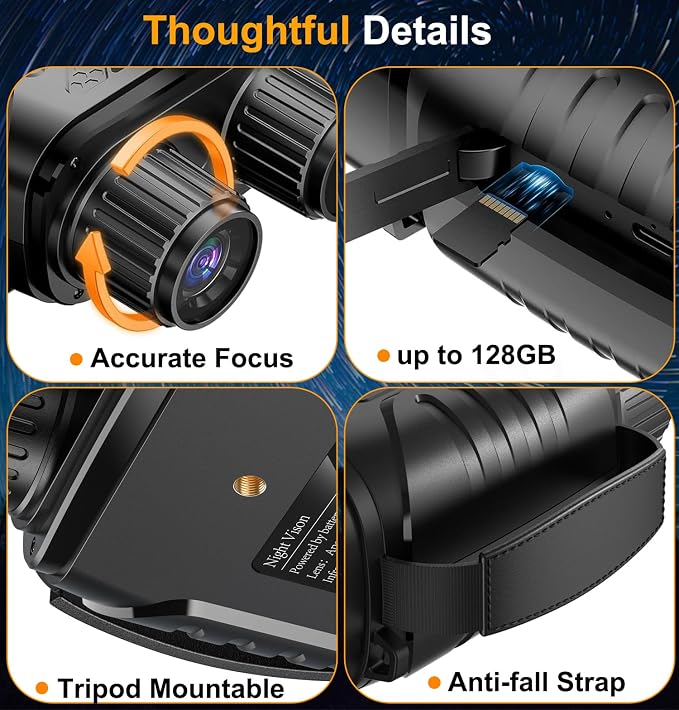 Night Vision Goggles, Hunting Binoculars for Adults, Rechargeable Thermal Binoculars with 10X Digital Zoom,7 IR Levels,32GB TF Card and HD Screen,Capable of Saving Photos Videos for Camping & Security